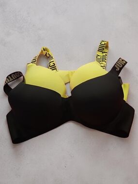 Juicy Couture Black & Yellow Colorblock Push-Up Bra